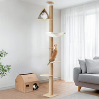 FUKUMARU Floor to Ceiling Cat Tree, 6 Level - Beige