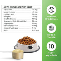 Hairball Support for Cats - 10 Super Ingredients for Hairball Relief, Digestive Support & Healthy Skin - No Fillers - Psyllium, Pumpkin, Omega-3s & More - 240 Scoops