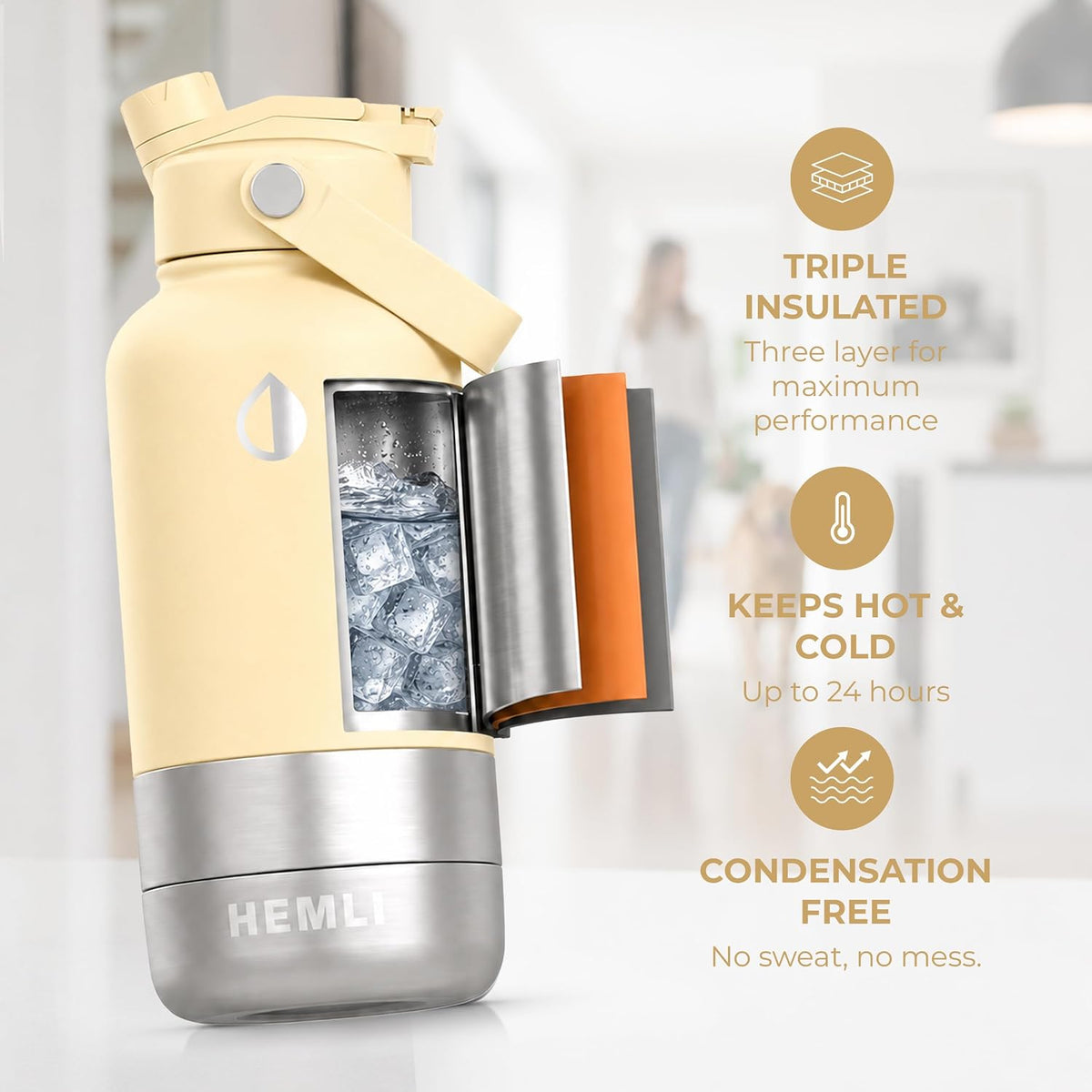 32 oz. Dog Water Bottle, Insulated Dog Travel Water Bottle - Butter / 32 oz - image 3