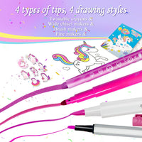 weirtoya 56 PCS Washable Scented Markers Set with Glitter Pencil Case - Light Purple Unicorn - image 3