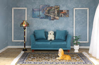 iLAND 1:12 scale dollhouse couch in turquoise blue velvet with two cushions and two pillows - view 7