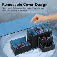 Stepane dice tray and dice tower storage box in black and red PU leather with drawers - view 31