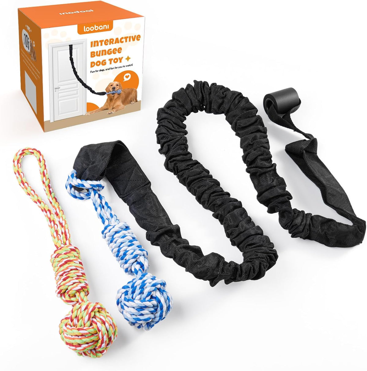 LOOBANI Outdoor Bungee Tug Toy - Blue+Orange
