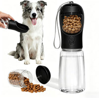Portable Dog Water Bottle with Food Container - Black / 19oz