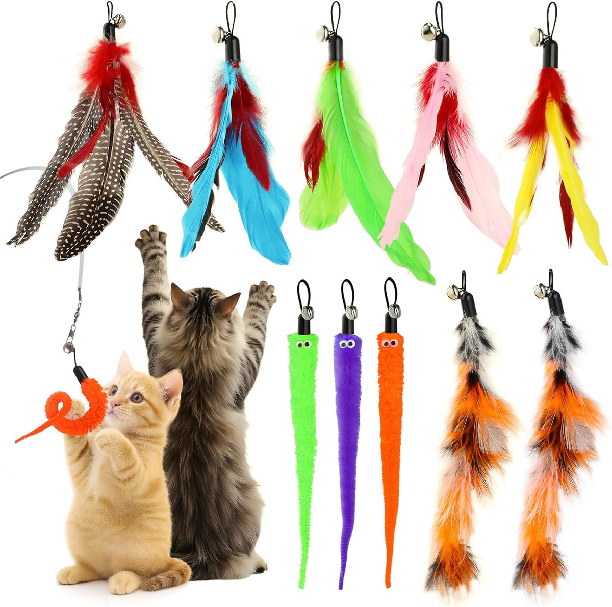 Hianjoo 10PCS Teaser Cat Toys - Replacement Teaser