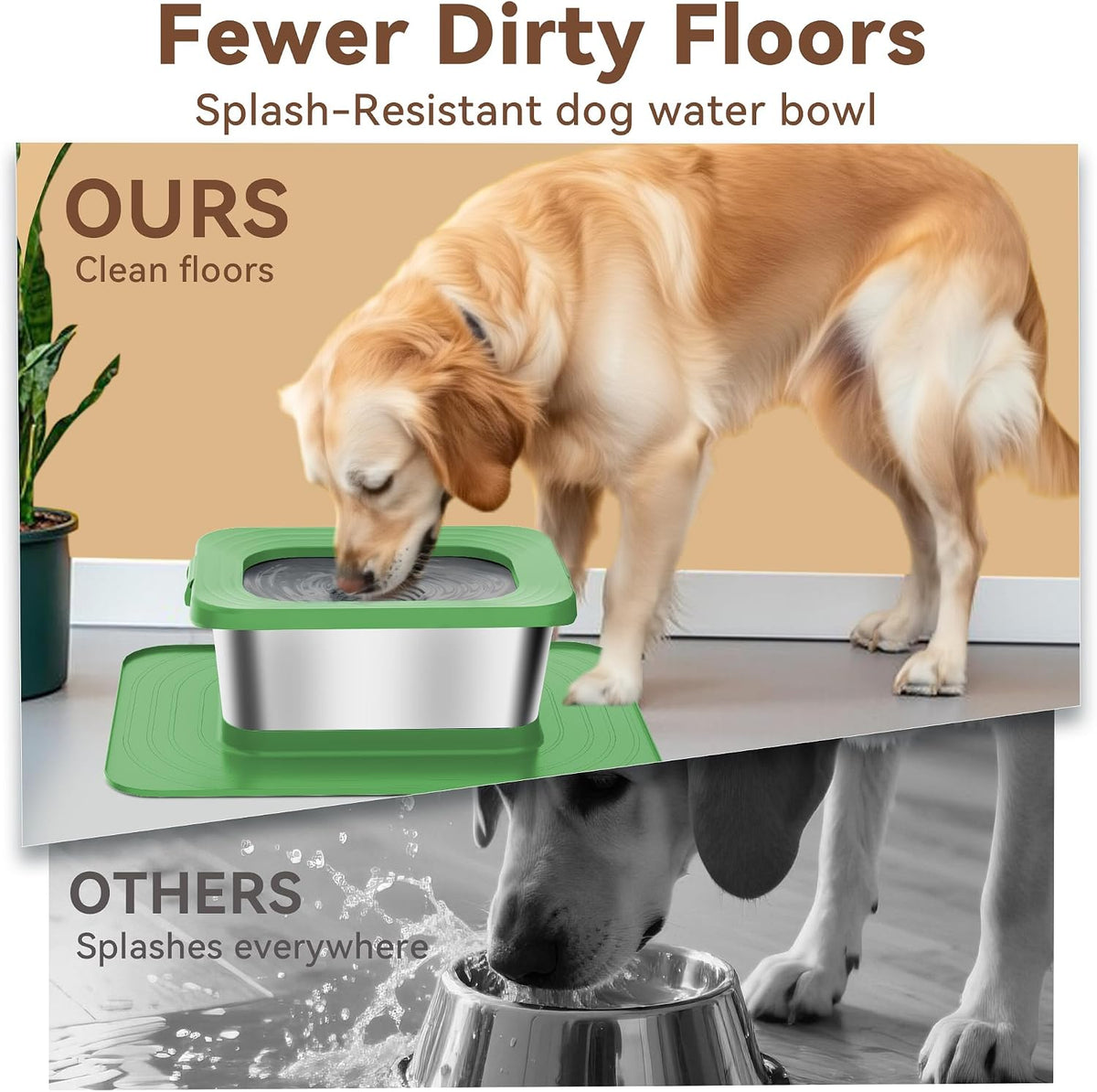 10L No Spill Dog Water Bowl Stainless Steel for Messy Drinkers – Essentials for Dogs - Green - image 4