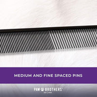 Ryan's Pet Supplies Paw Brothers Greyhound Style Teflon Comb for Dogs, Professional Grade, True Teflon, Fine/Medium, Ergonomic Handle, 7.5 in.