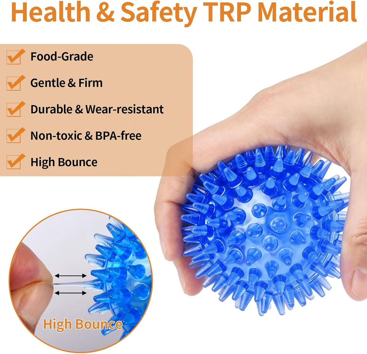 6 Pack Squeaky Spiky Dog Balls, Puppy Chew Toys for Teething - Small - image 3
