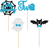 Ephlyn 24 white glitter ghost cupcake toppers for Halloween desserts - view 36