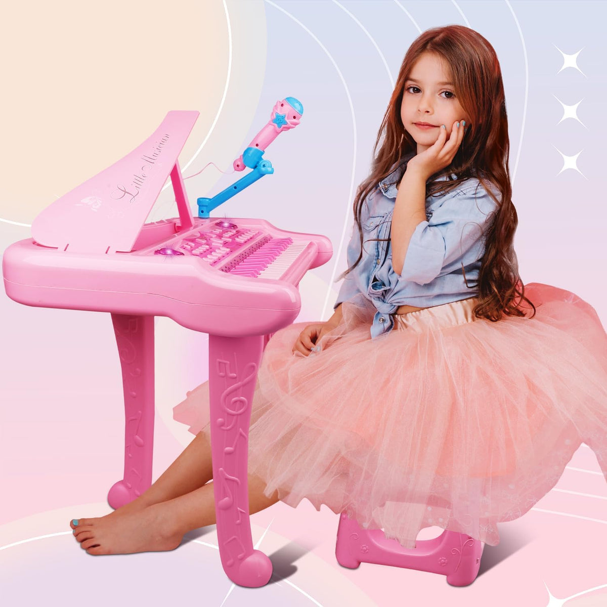 Dollox Keyboard Piano for Kids - Pink - image 3