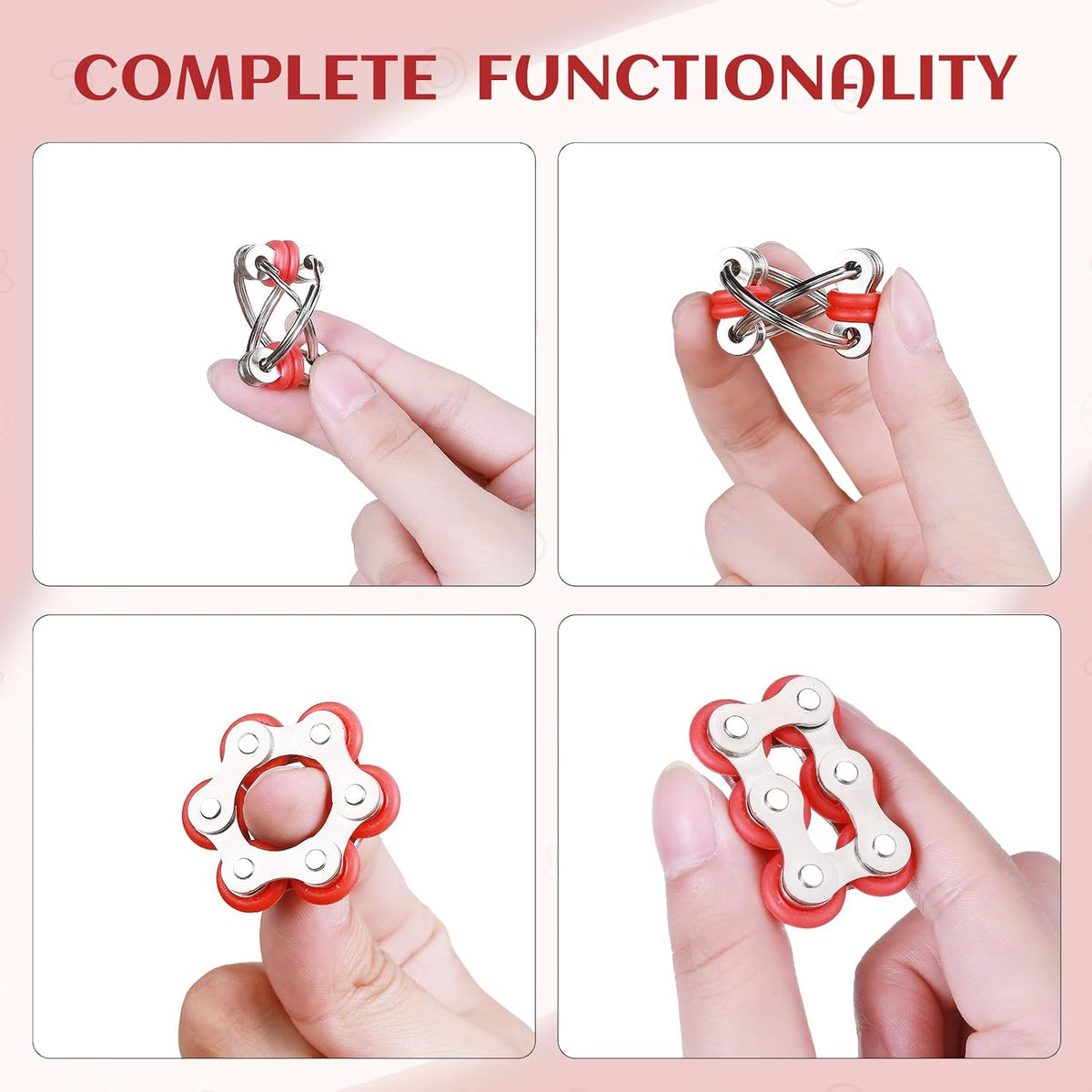 8Pcs Sensory Fidget Toys with Fidget Spinner - Red - image 3