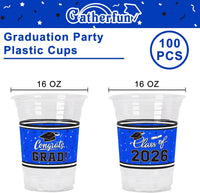 Gatherfun 100 Pcs 16oz Football Plastic Cups - Blue - image 2