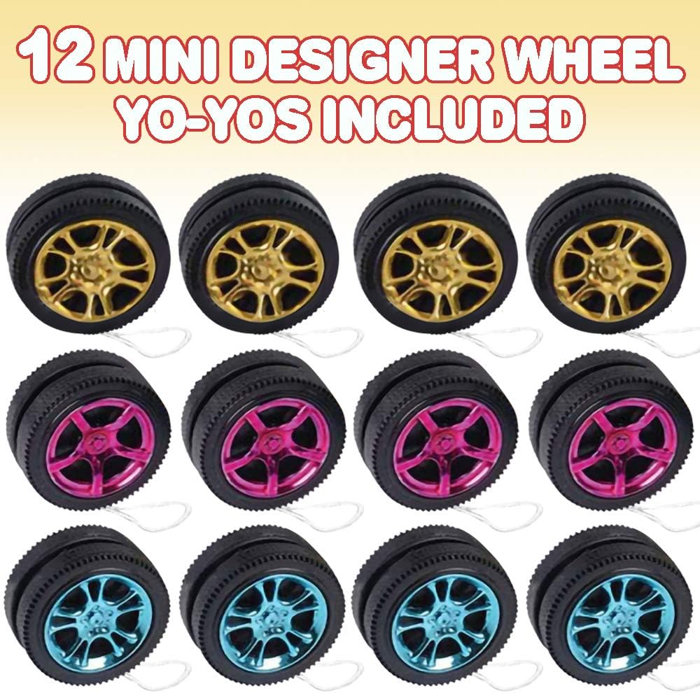 ArtCreativity 12 pack of colorful 2 inch wheel design plastic yo-yos for kids - view 2