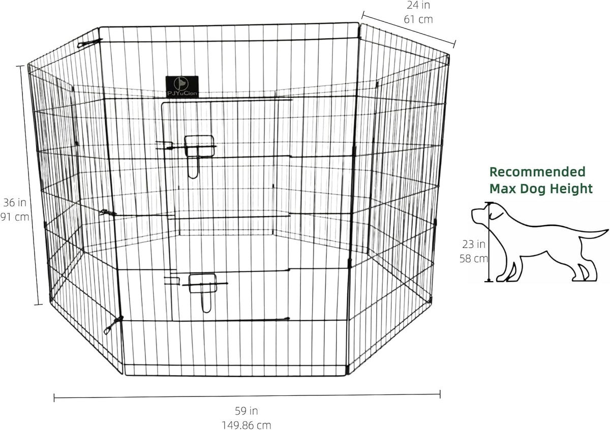 Puppy Playpen with Bottom Pad and Door, 8 Panels 24" H - Gray / Medium Pen: 36-Inch High / Playpen+Bottom+Top Cover - image 2