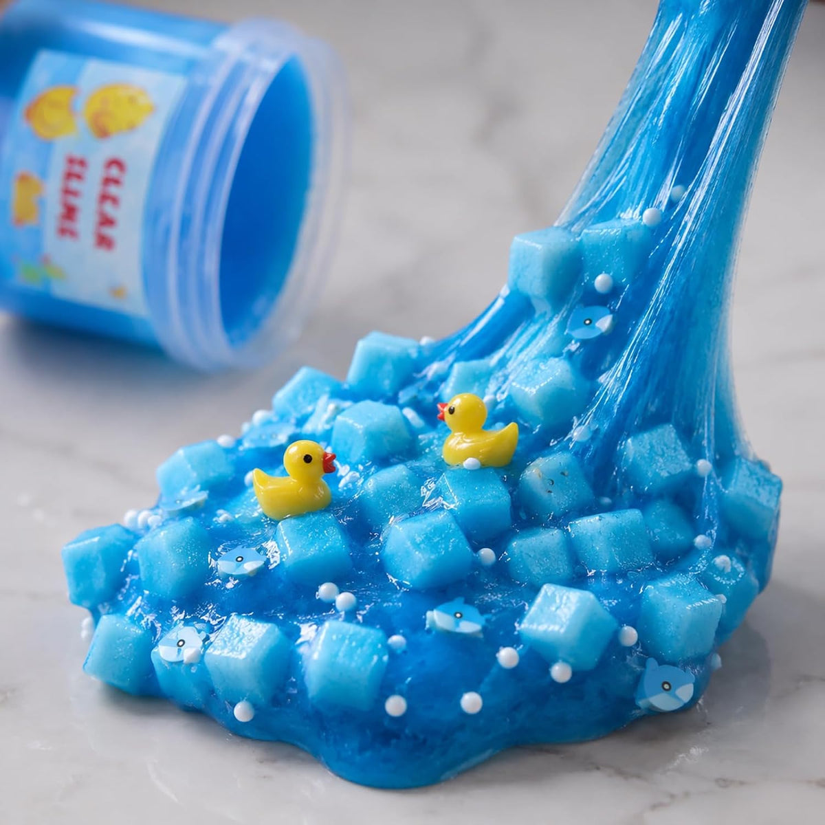 Clear Glitter Slime Kit with Little Turtle Toy for Girls Age 6-14 - Dark Blue - image 3
