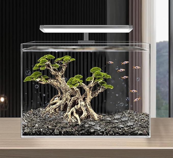 Novelsite Fish Tank Decor- Bonsai Trees with Faux Moss- Aquarium Rocks Aquascaping- Made of Sandstone, Goldfish Betta Fish Tank Decorations Hides