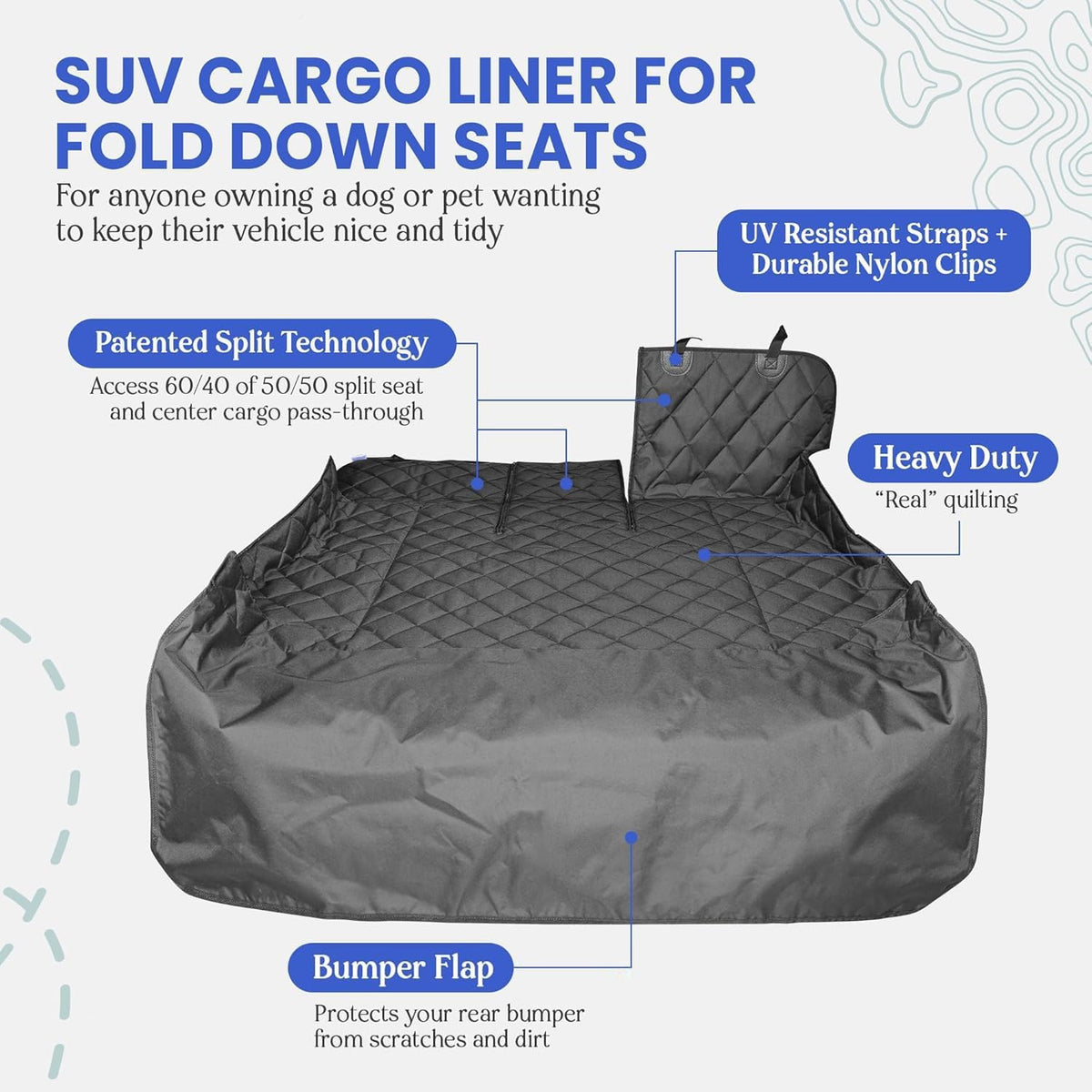 4Knines SUV Cargo Liner for Dogs, Fold Down Seats, Black Large – Essentials for Dogs - Black / Large - image 2