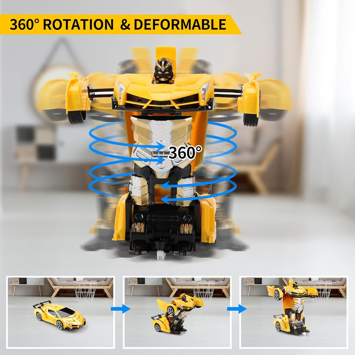 Blackma Transform Rc Cars for Boys 4-7 8-12 - Yellow - image 4