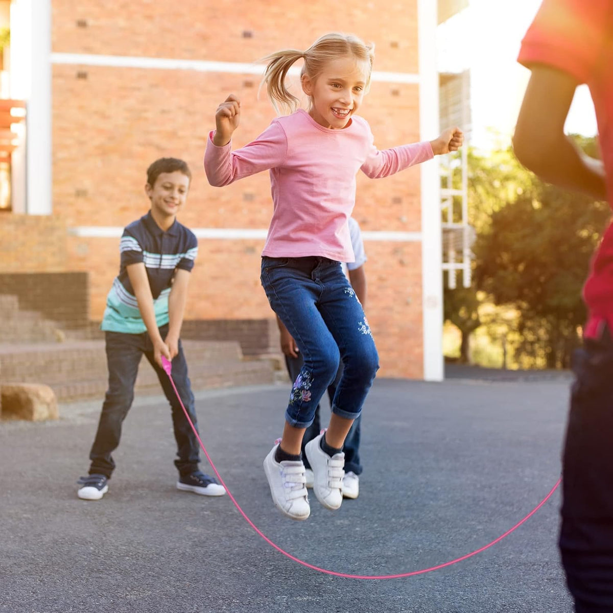 Elcoho kids jump rope set, 36 colorful adjustable skipping ropes with plastic handles - view 7