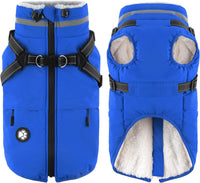 Dogcheer Dog Winter Coat with Harness - Blue / X-Large(Chest:30.3", Back:20" Neck:20.4")