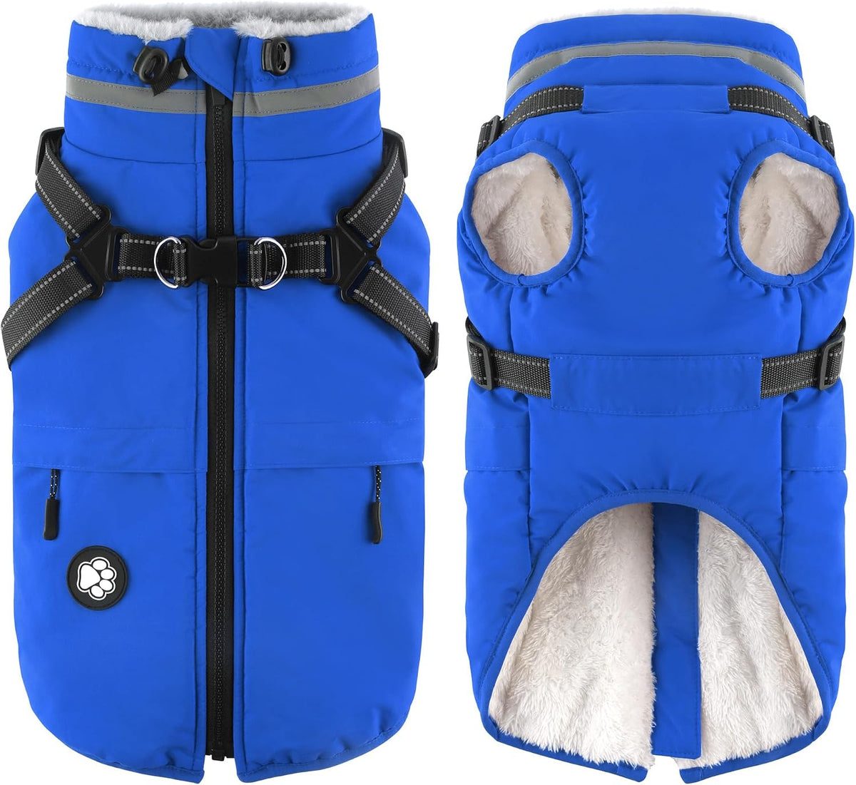 Dogcheer Dog Winter Coat with Harness - Blue / X-Large(Chest:30.3", Back:20" Neck:20.4")