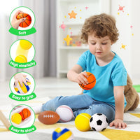PlayZap 7 pack of 5 inch soft rubber sports balls for kids, including rainbow designs - view 12