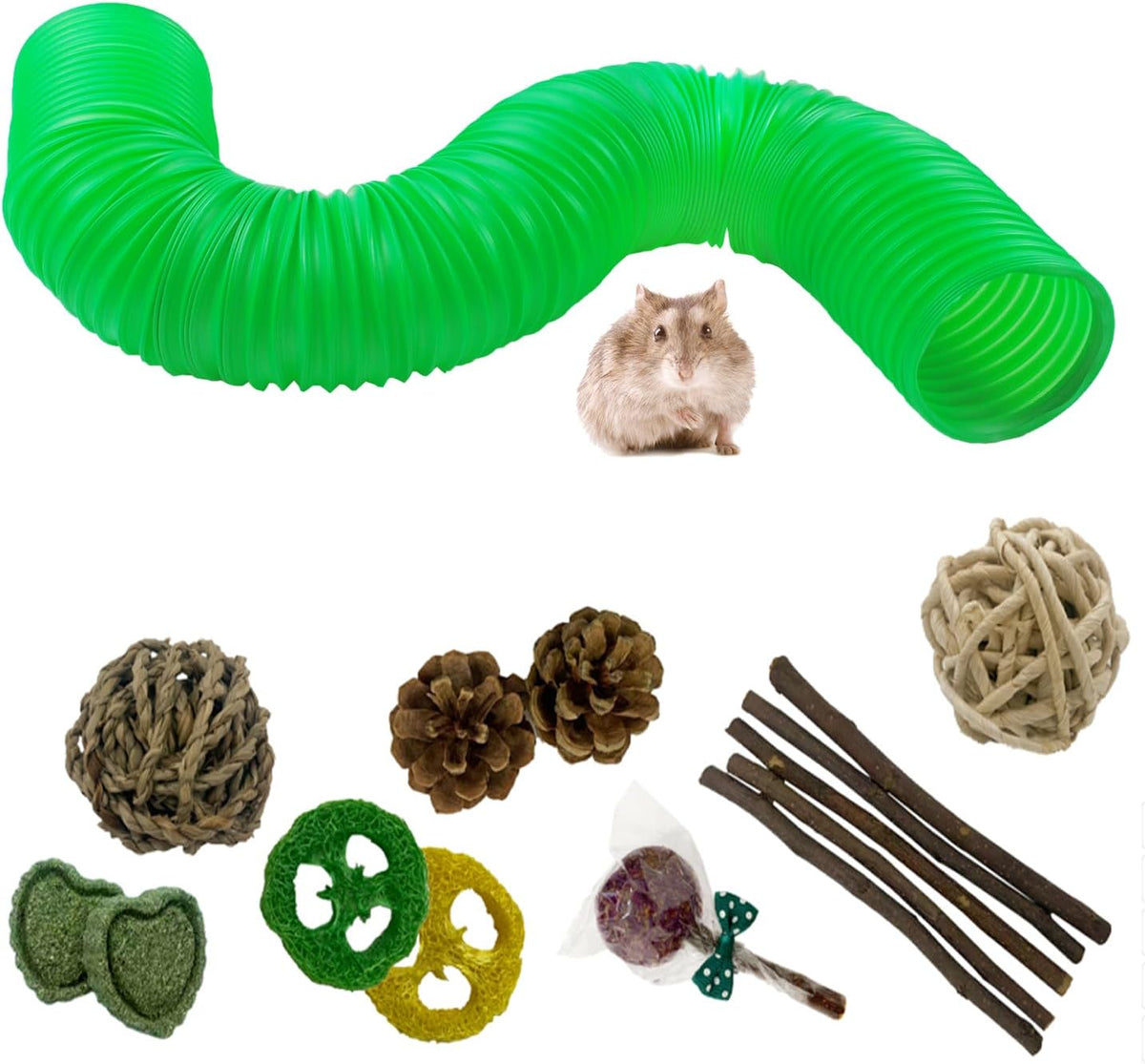 Plastic Hamster Tunnels, Small Animal Tubes - 【Green】 / 【1 PCS】