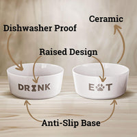 Ceramic Dog Bowl Set of 2 with Anti-Skid Base, 5.5"W x 2"H - Medium 6.5" / Gray - image 3