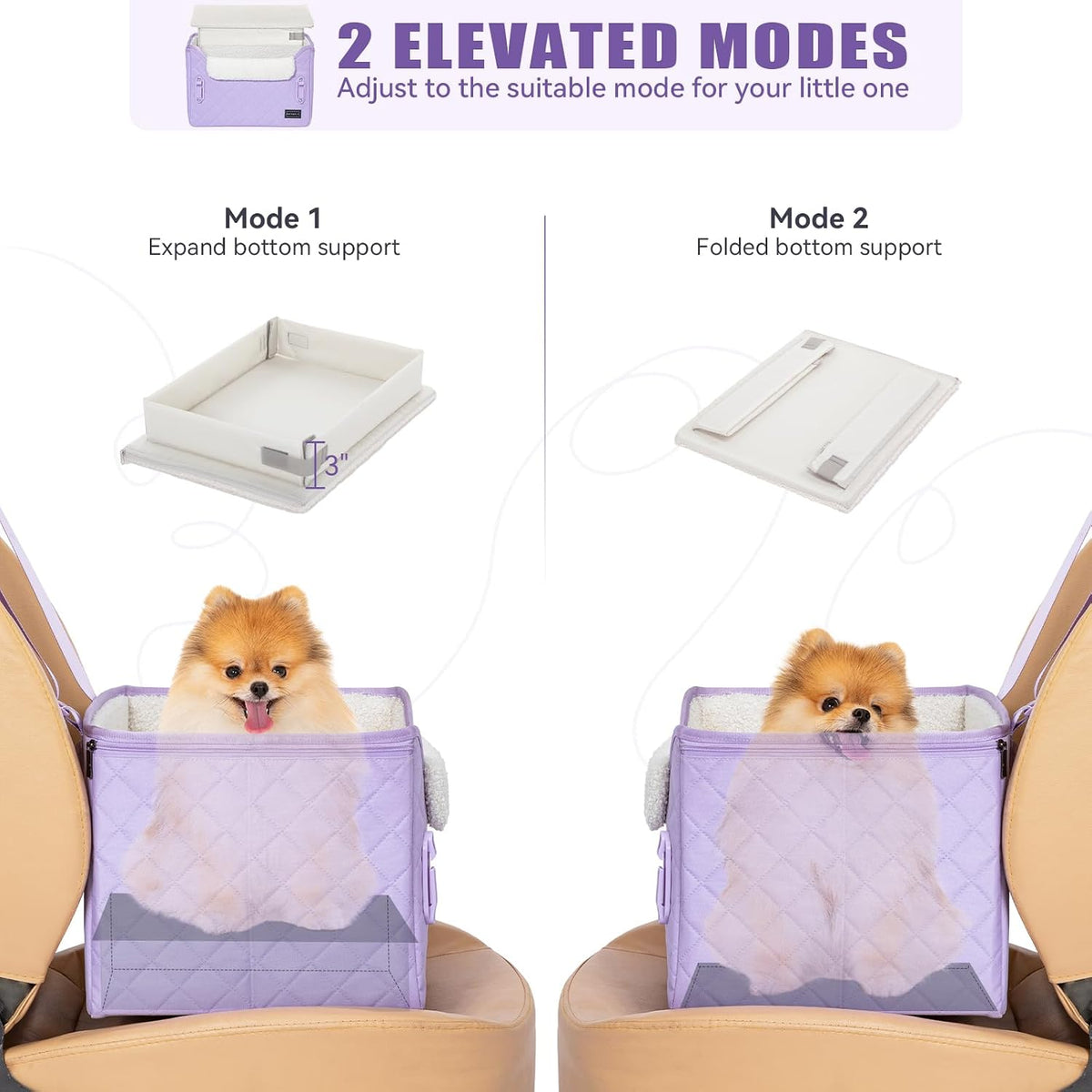 PETSFIT Dog Car Seats for Small Dogs, Patented Safety Buckles - Oxford Cloth / Lavender Purple - image 4