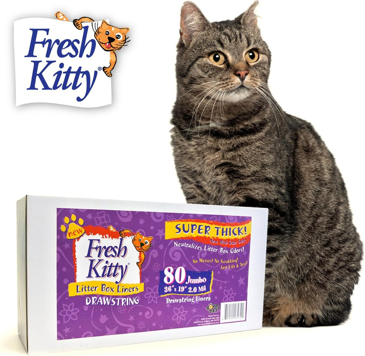 15 Count Fresh Kitty Litter Box Liners Super Thick, Durable - White / 80 Count (Pack of 1)
