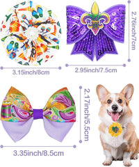PET SHOW Holiday Dog Bowties Flowers for Small Dogs Slide on Collar – Essentials for Dogs - Mardi Gras-12pcs - image 2