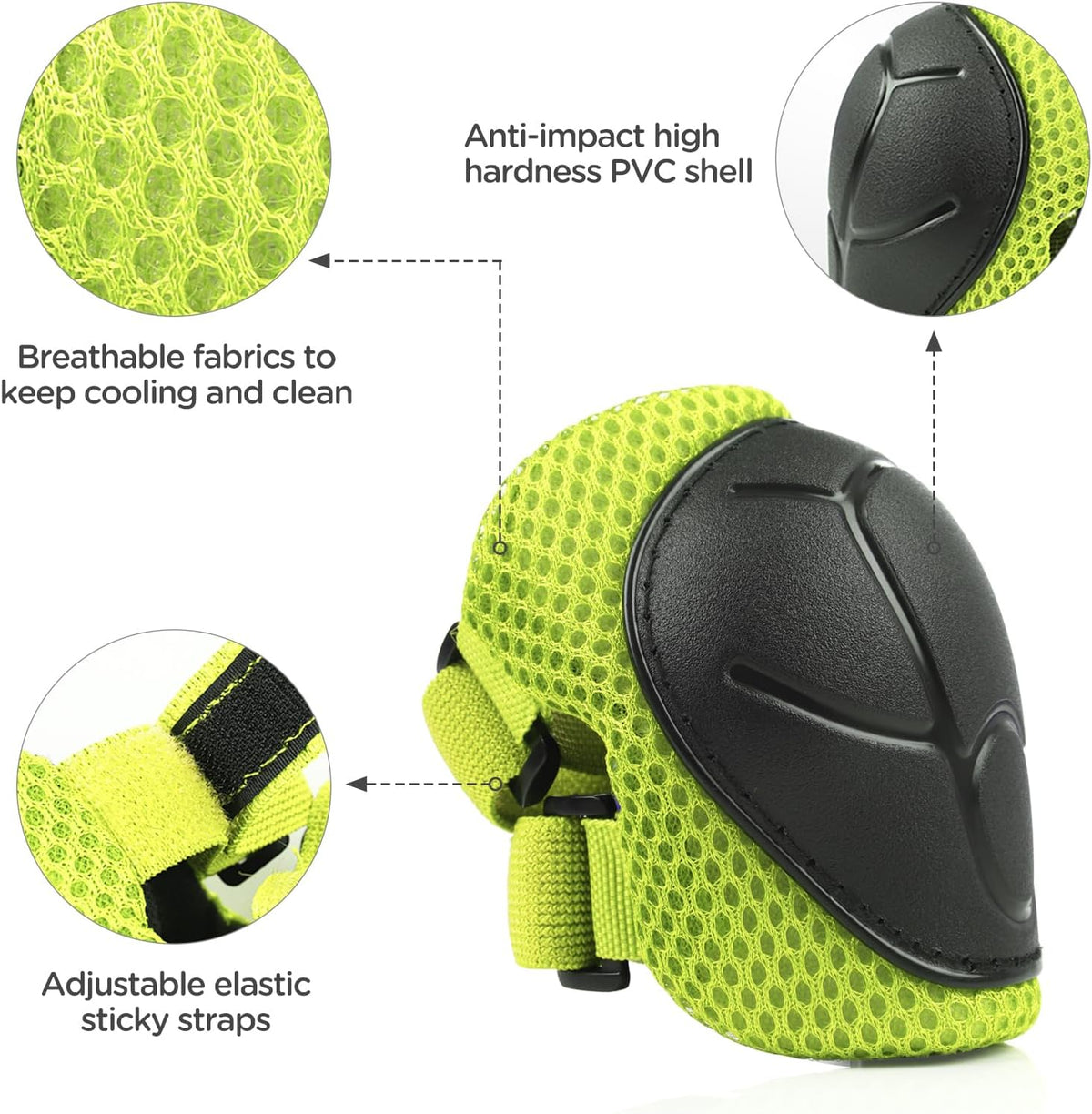 DaCool Kids Bike Helmet Set Skateboard Knee Pads - 4-Green - image 4