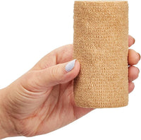 Juvale Elastic Bandage Wrap Self-Adherent Cohesive Tape 6 Rolls - Elastic Cohesive Tape with Stretchable Support - Breathable Vet Wrap for Wrist, Swelling, Sports, Tattoo (4 in x 5 Yds)