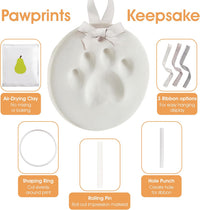 Pearhead Pet Paw Print Keepsake Ornament Kit, No-Bake Clay Kit – Essentials for Dogs - Silver Ribbons Pawprint Keepsake / 1-Pack - image 2