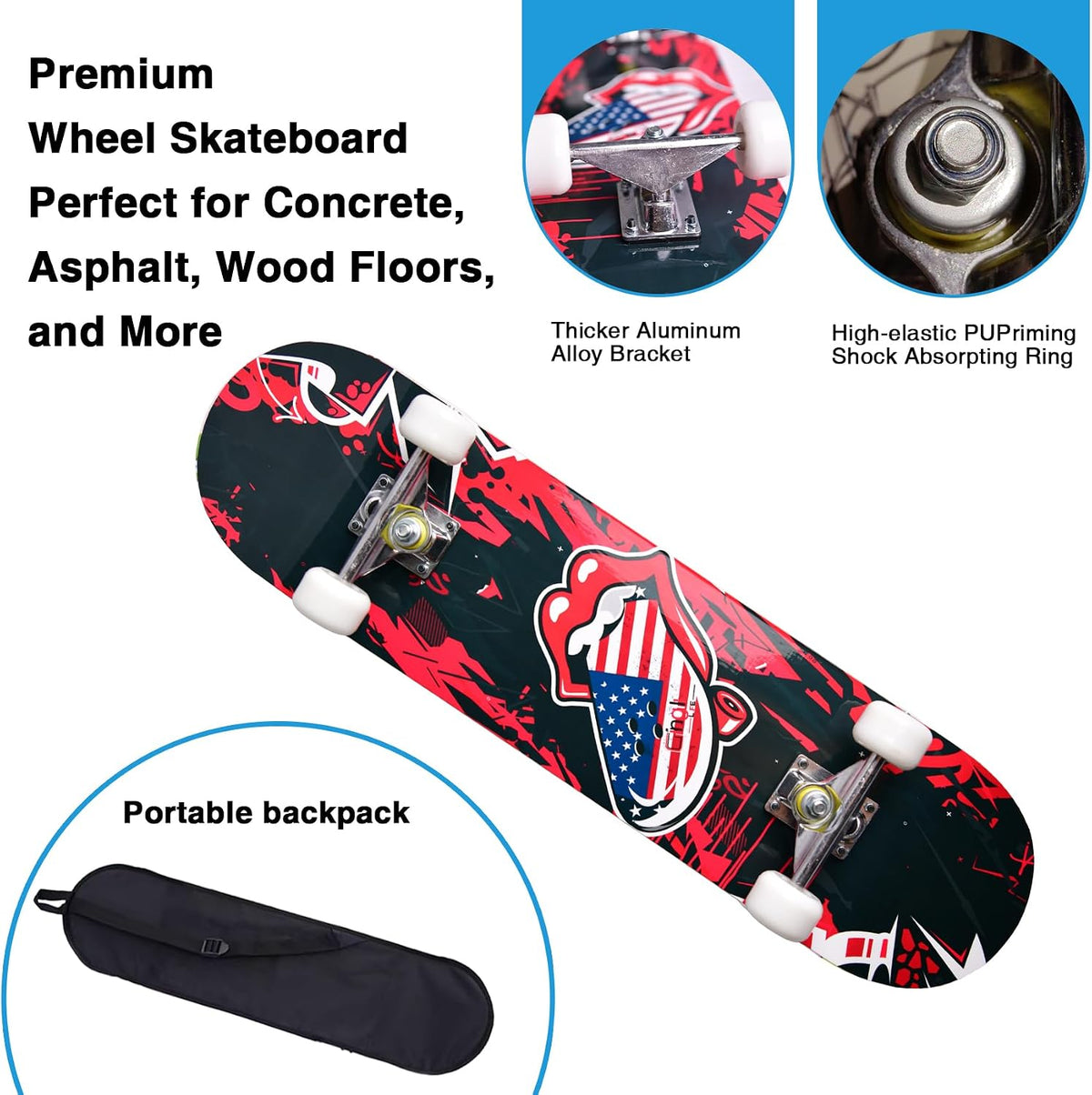 Skateboards for Beginners Kids Boys Girls and Adults, 31''x8'' - Rockwave - image 4