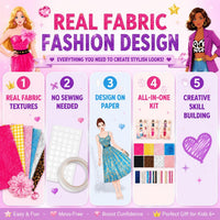 AGENTLAN fashion designer kit for girls with mannequins, fabrics, ribbons and rhinestones - view 8