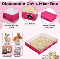 Amyhill 30 Pack Disposable Cat Litter Box Paper Pet Trays - Rose Red - image 4