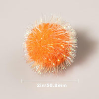 VAPKER 30 Pcs Cat Ball Toys Sparkle Balls Extra Large 2 Inch Cat's Favorite Chase Glitter Ball Glitter Tinsel Pom Poms Balls Orange Color