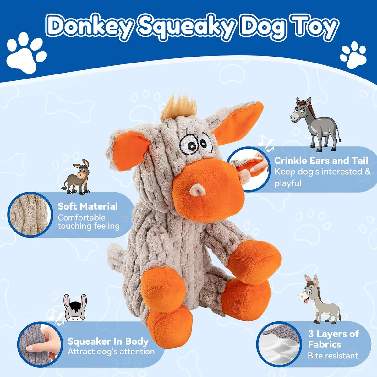 loncoldy Plush Chew Toys for Large Dogs - Orange - image 2