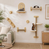 BYBYME 7 Pcs Wall-Mounted Cat Shelves - Set of 7