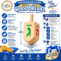 Let's Play Dreidel The Hanukkah Game 2 Extra Large Wood Dreidels - 48-Pack XL Dreidels - image 3