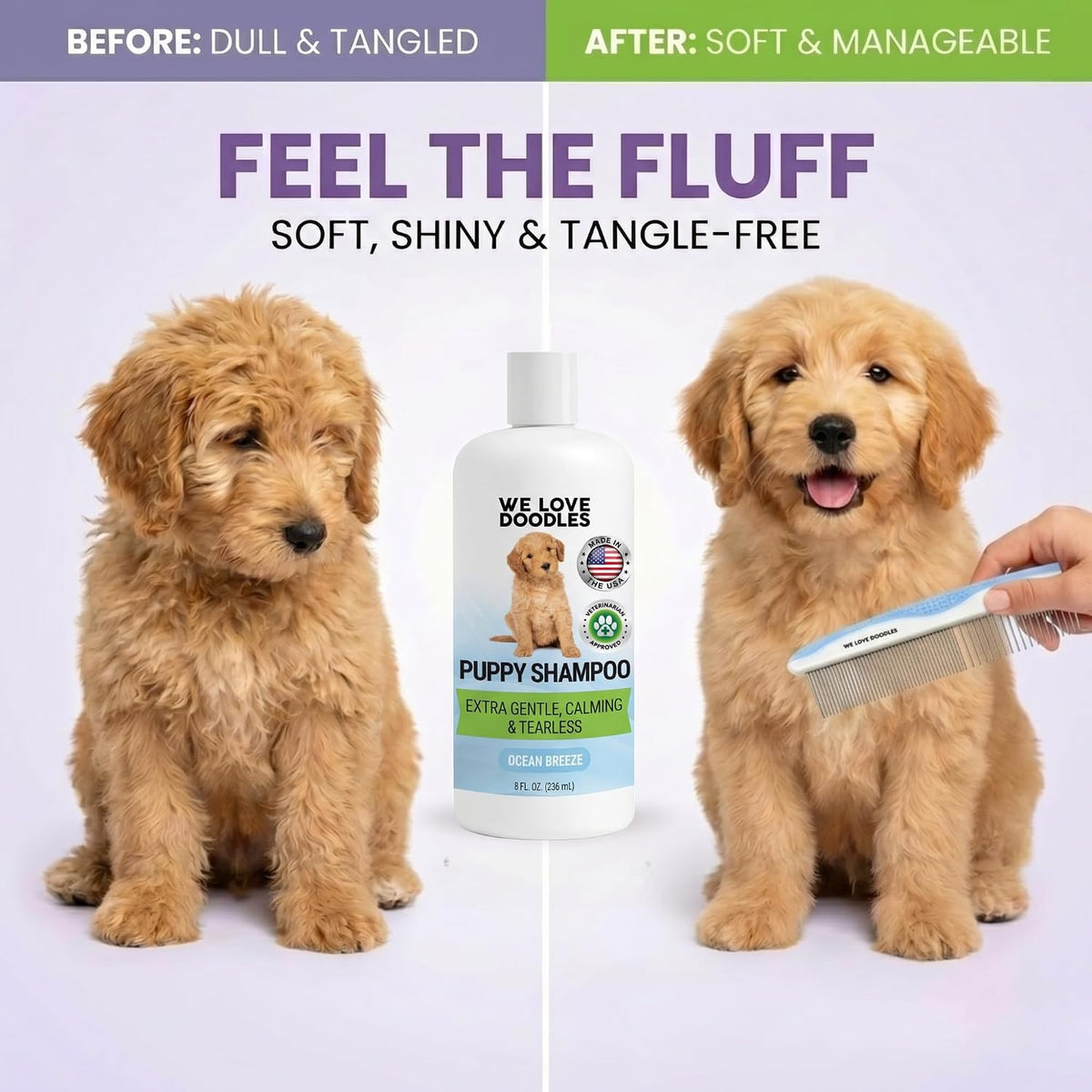 Puppy Shampoo & Conditioner, Tearless Hypoallergenic Wash - Ocean Breeze - image 3