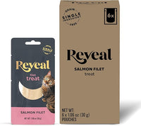 Reveal Natural Cat Treats, 6 Count Single Ingredient Treat for Cats, Grain Free, Whole Salmon Loin, 1.06 oz Bags