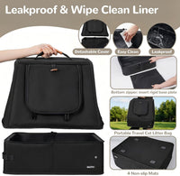 Portable Cat Travel Litter Box with Lid and 10 Pcs Disposable Liner - BLACK XL - image 3