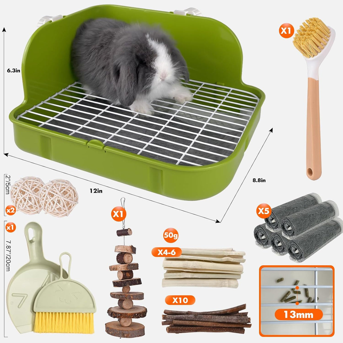 Rabbit Litter Box, Bunny Litter Box, Guinea Pig Potty Trained - Grass Green - image 2