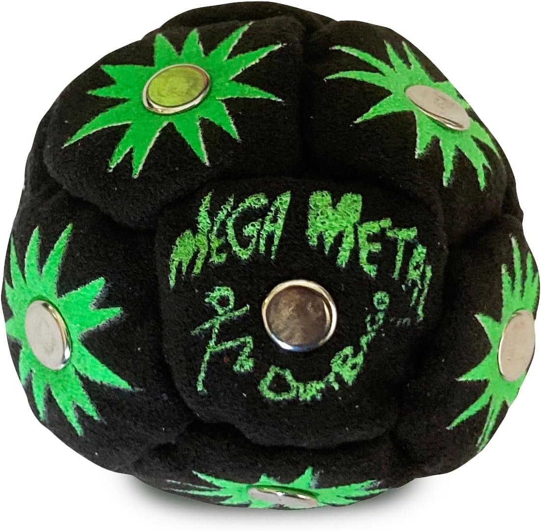 World Footbag Dirtbag Mega Metal hand-sewn footbag in black - view 2