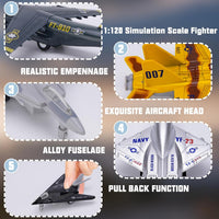 Crelloci 5 pack military airplane toys with transport plane and die cast fighter jets - view 3