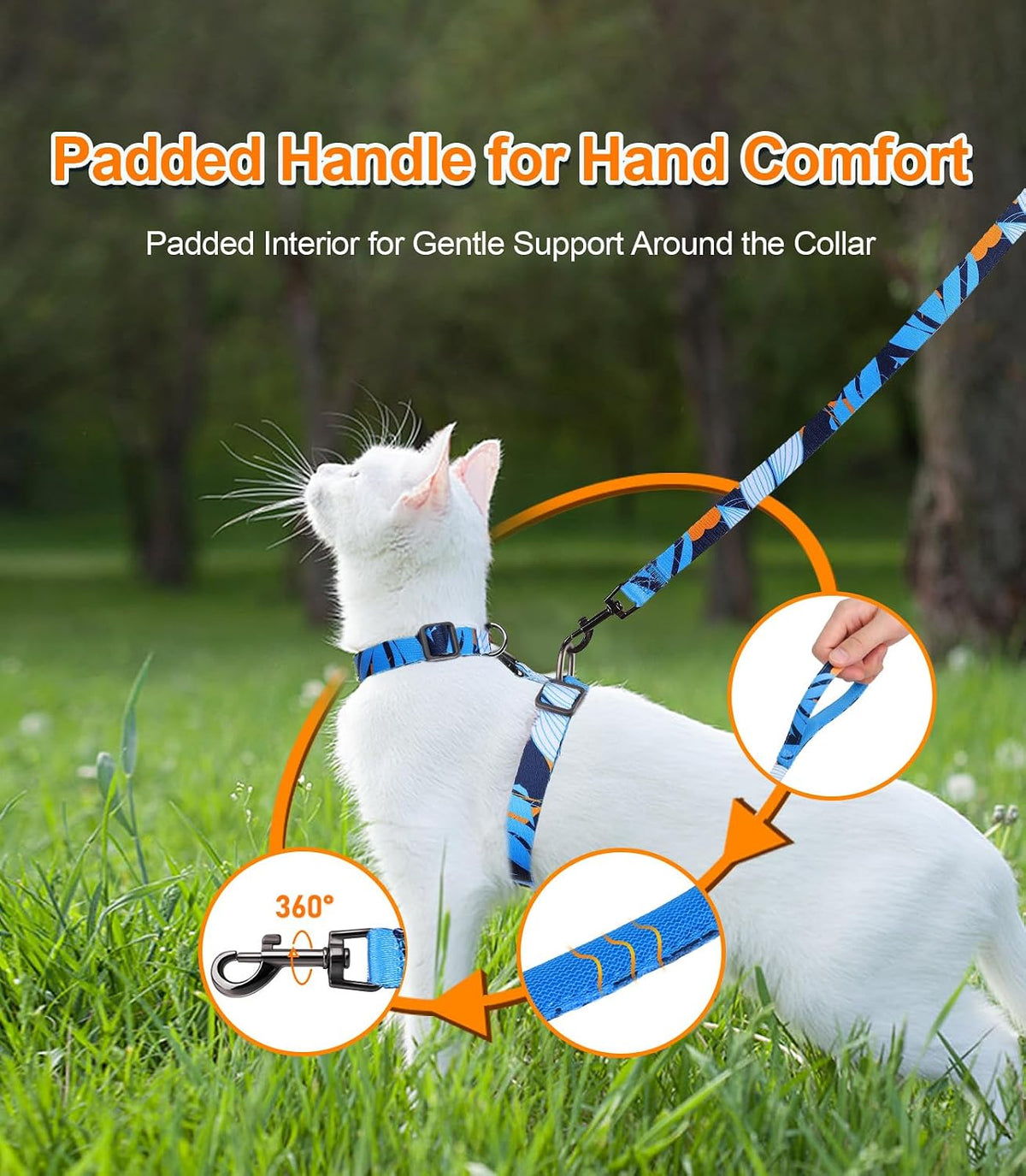 Cat Harness and Leash Set, Escape Proof Cat Harnesses – Essentials for Cats - Hawaii Blue / Small (4-10 lb) - image 4