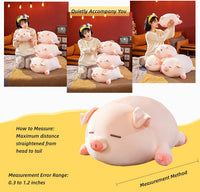 CHDGIOHA 15.7 inch pink kawaii pig stuffed animal plush pillow with round eyes - view 3