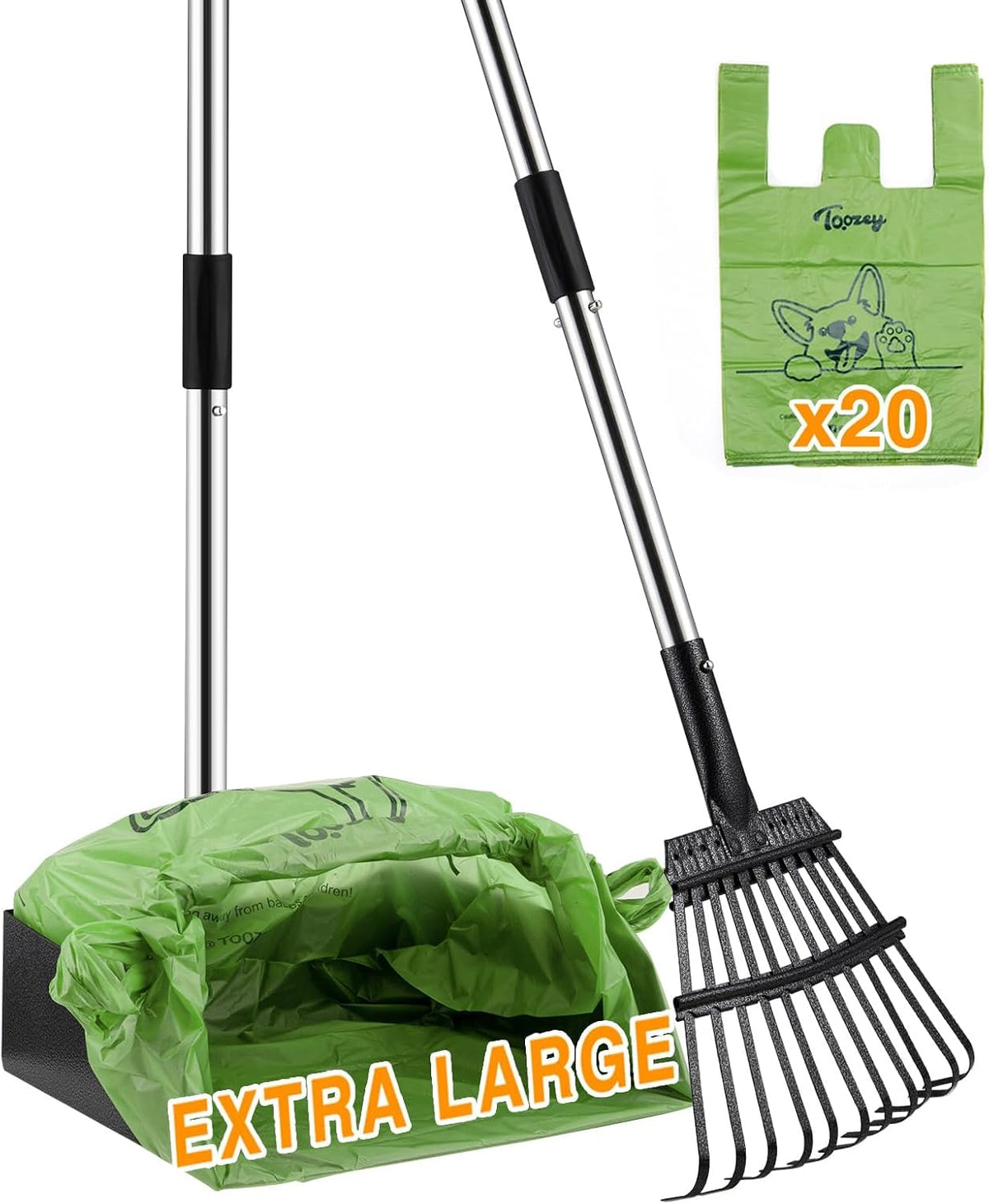 Toozey Pooper Scooper for Large Dogs, 43.31" Long Handle - 43.31 Inch